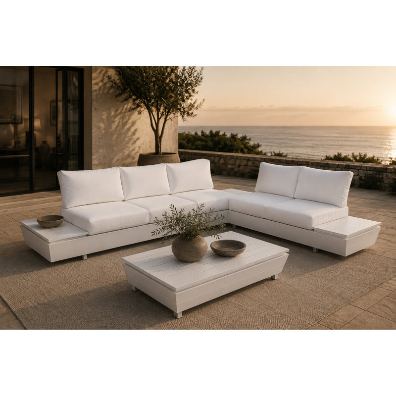 Yacht 3 Piece Outdoor Sectional Grey, White