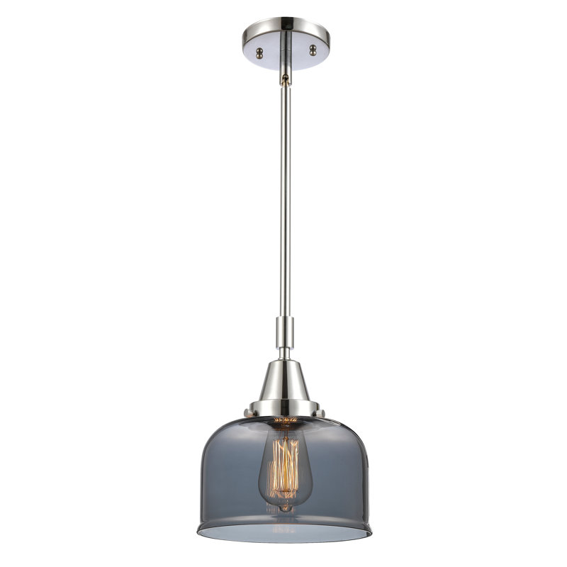 Lesher 1 - Light Single Pendant, Plated Smoke, 44.125" H x 8" W x 8" D, Polished Chrome