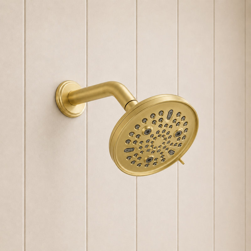 Nova 5.5 in. 9-Spray Round Fixed Shower Head, Brushed Gold