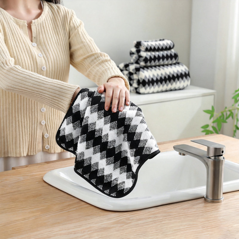 Ensemble de 8 serviettes de bain (noir), Noir