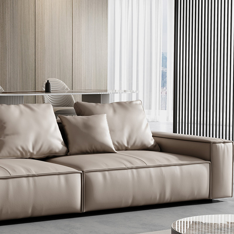 Canapé modulaire en cuir véritable Griege, H 26,77 po x l 110,24 po x P 39,37 po