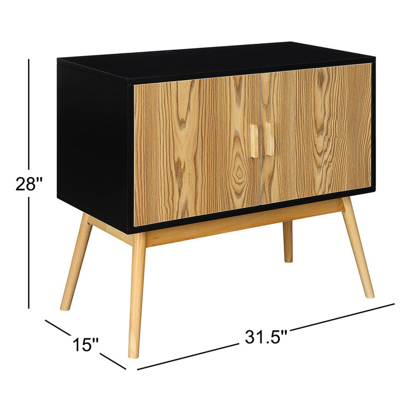 Asten Storage Console with Cabinet and Shelves, Black