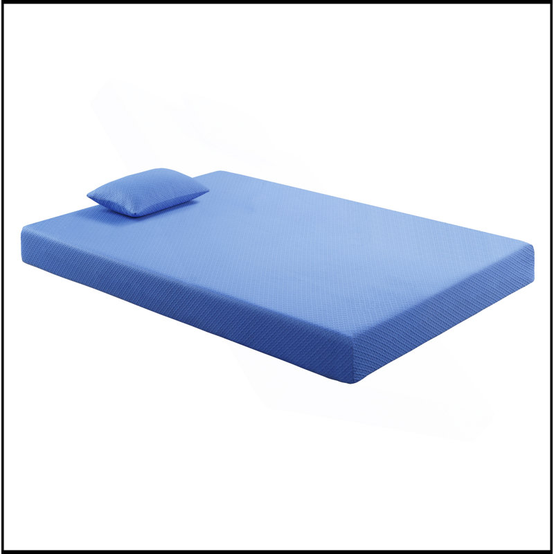 7Inch Mattress And Pillow Set Breathable Fabric Gel-Infused Memory Foam Mattress, Blue, Mattress In A Box, Full