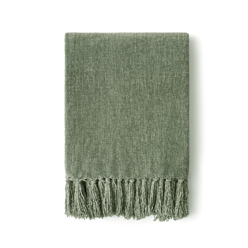 Jeté en chenille douce, L 80 po x l 60 po, Vert sauge
