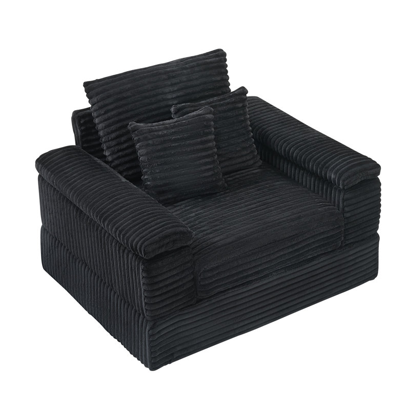 Canapé simple en velours côtelé 42,52 pouces, Noir
