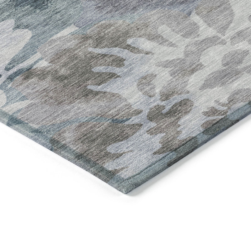 Machine Washable Indoor/Outdoor Xhevrie Blue Rug, Rectangle 10' x 14'