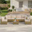 Ensemble de conversation d'extérieur modulaire en rotin 7 pièces avec coussins - jaune / beige-242393100
