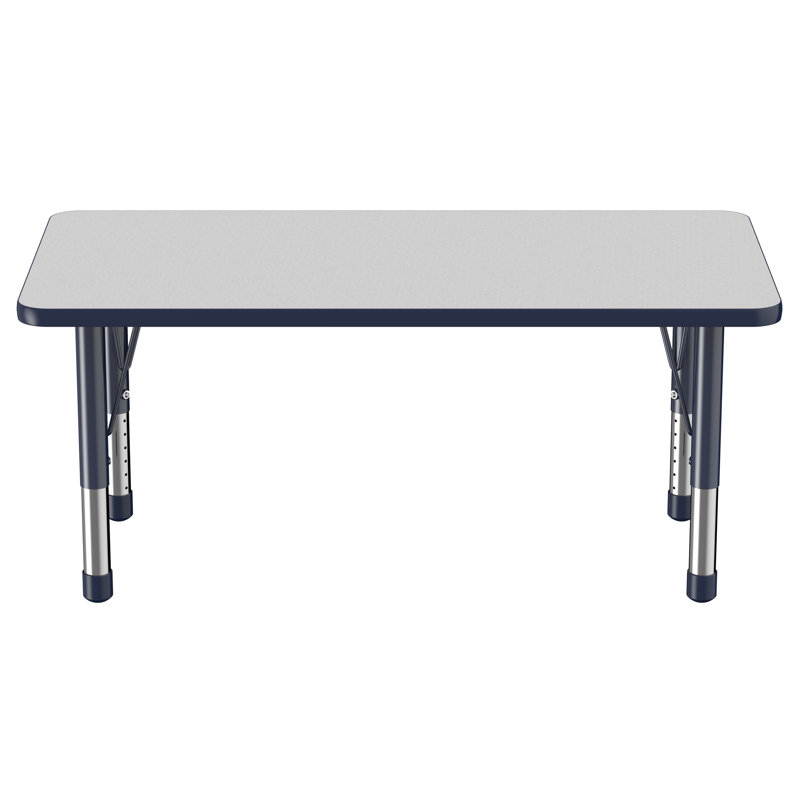 Table d'activité rectangulaire à hauteur réglable en forme de T, Gris/bleu marine, Super, 24 po x 48 po
