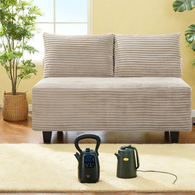 Modern Compression Sofas, Camel Corduroy Compact Loveseat for Home