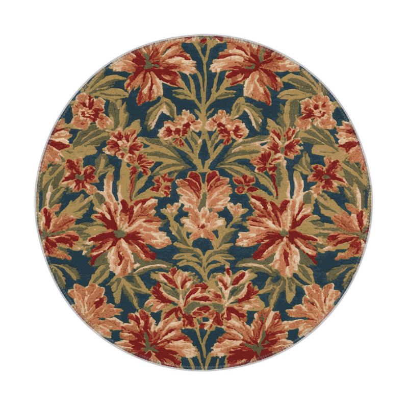 Tapis d'intérieur et d'extérieur brun Botanical, Rond 5 pi