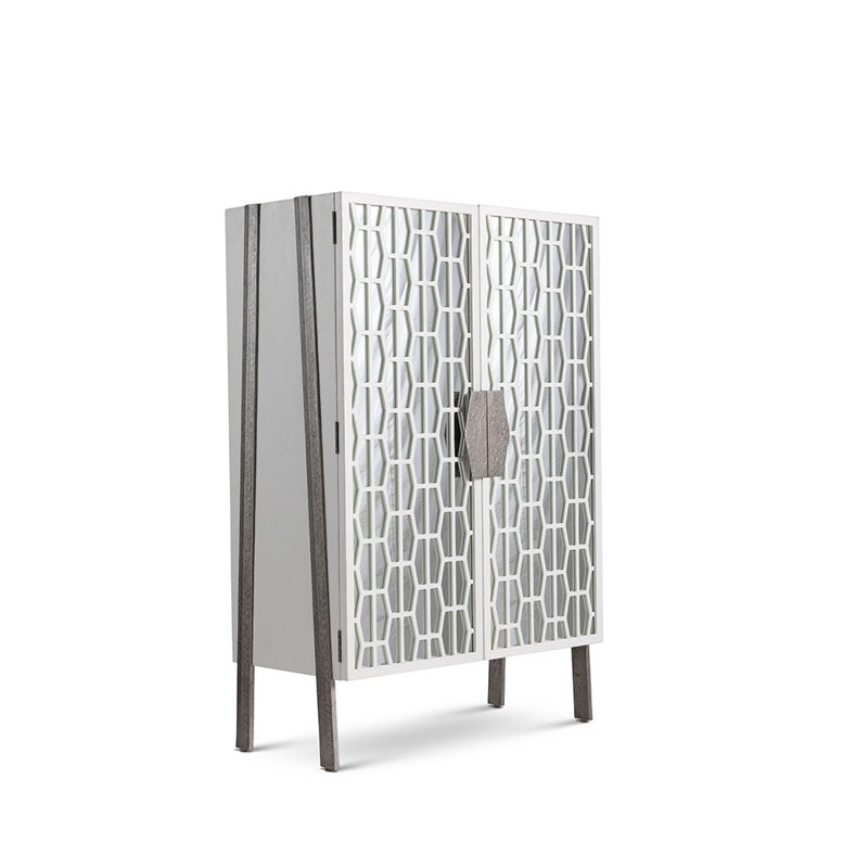Cambridge Accent Cabinet, White Smooth Gesso, Gray