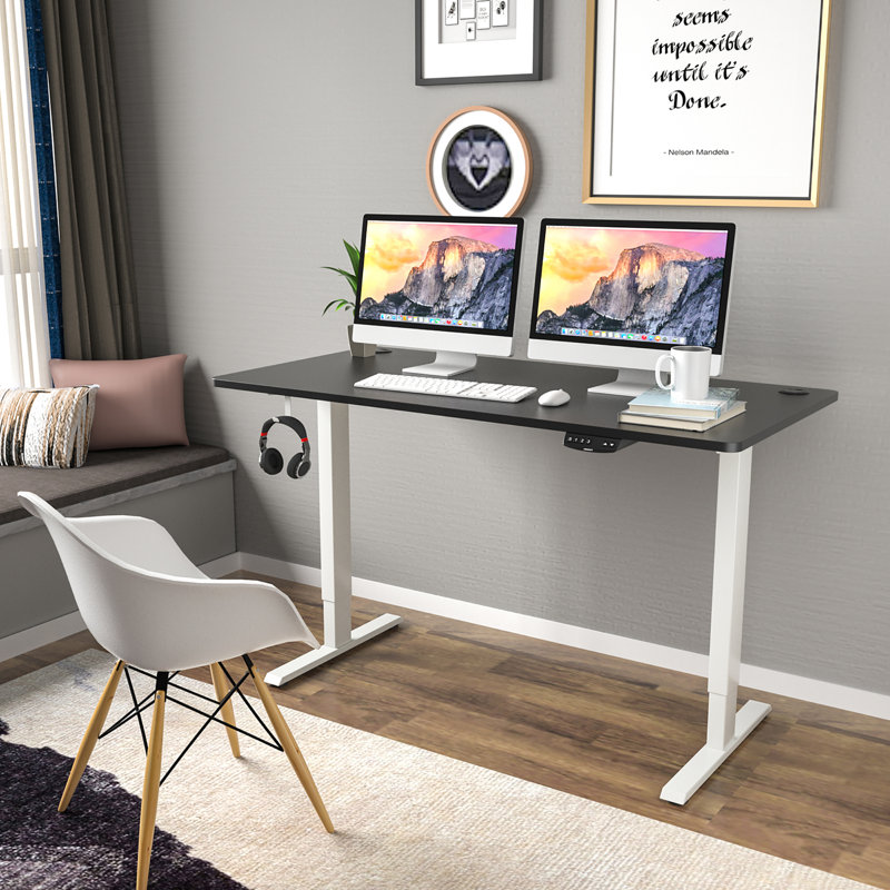 Bureau debout à hauteur ajustable Studley, H 47,3 po x l 55 po x P 28 po, Noir / blanc