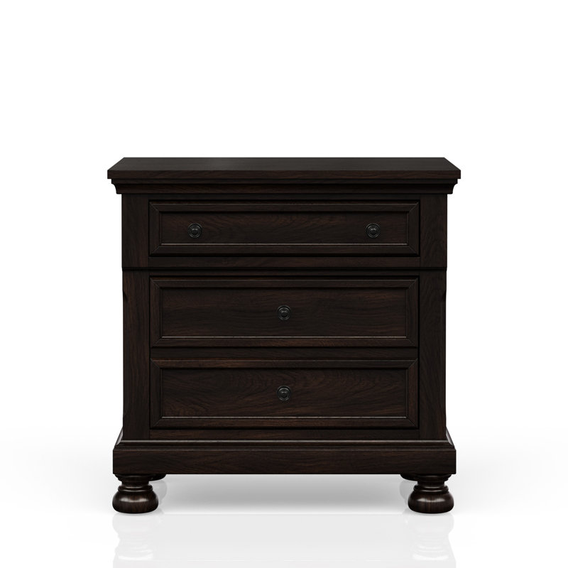 Table de chevet à deux tiroirs cerisier foncé - bois moderne et armoire