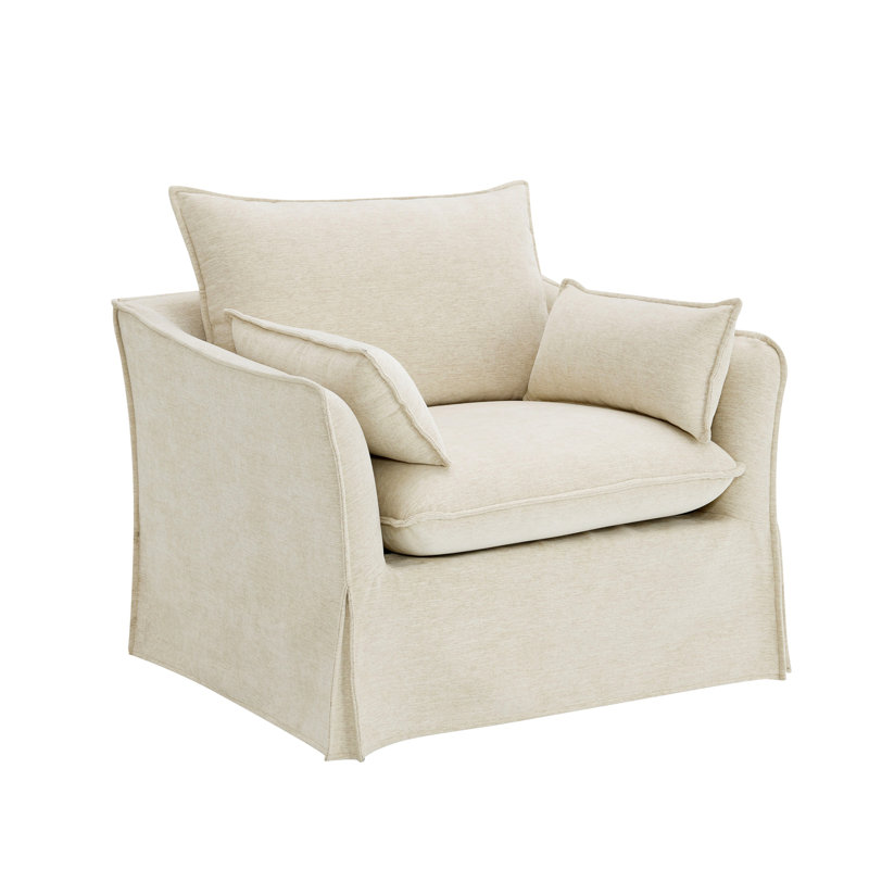 Chaise d'appoint avec 2 coussins, chaise rembourrée avec structure intérieure en bois, chaise d'appoint simple pour la maison