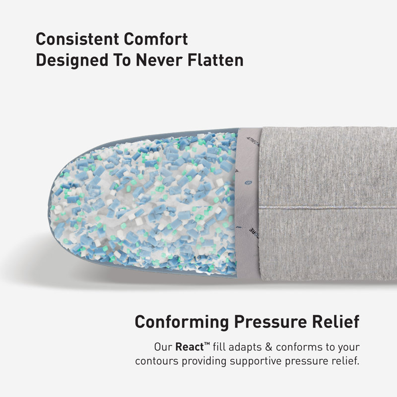 Gray and Blue Memory Foam Performance Pillow with Washable Cover