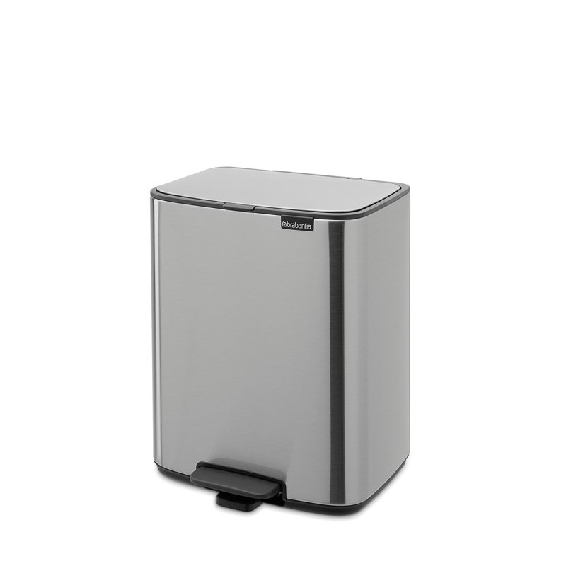 Poubelle à pédale Bo, 3,2 gallons (12 litres), Résistant aux empreintes digitales en acier mat