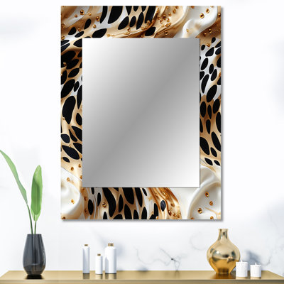 Rollison Black And Gold Glam Marble Pattern - marble  Large Mirror, Modern Unique Wall Mirror Decor, Printed Metal Art