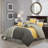 Natalia GrayWhite/Black Microfiber 7 Piece Comforter Set-35062086-71210011