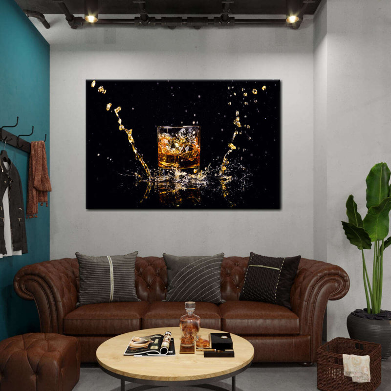 Impression sur toile Whiskey Splash, H 39 po x l 26 po x P 1,25 po