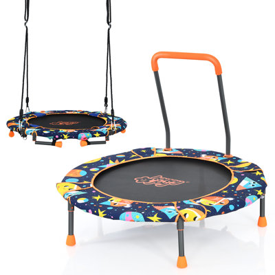 Costway Round Fitness Trampoline with Handlebar