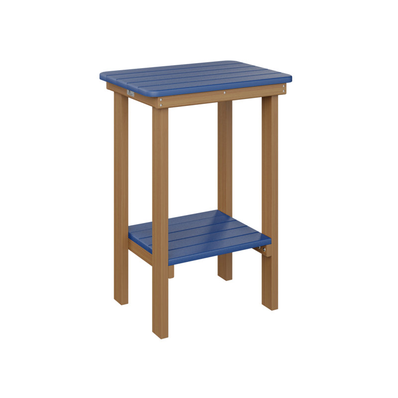 Berlin Gardens Rectangular End Counter Table, Pacific Blue, Natural Teak