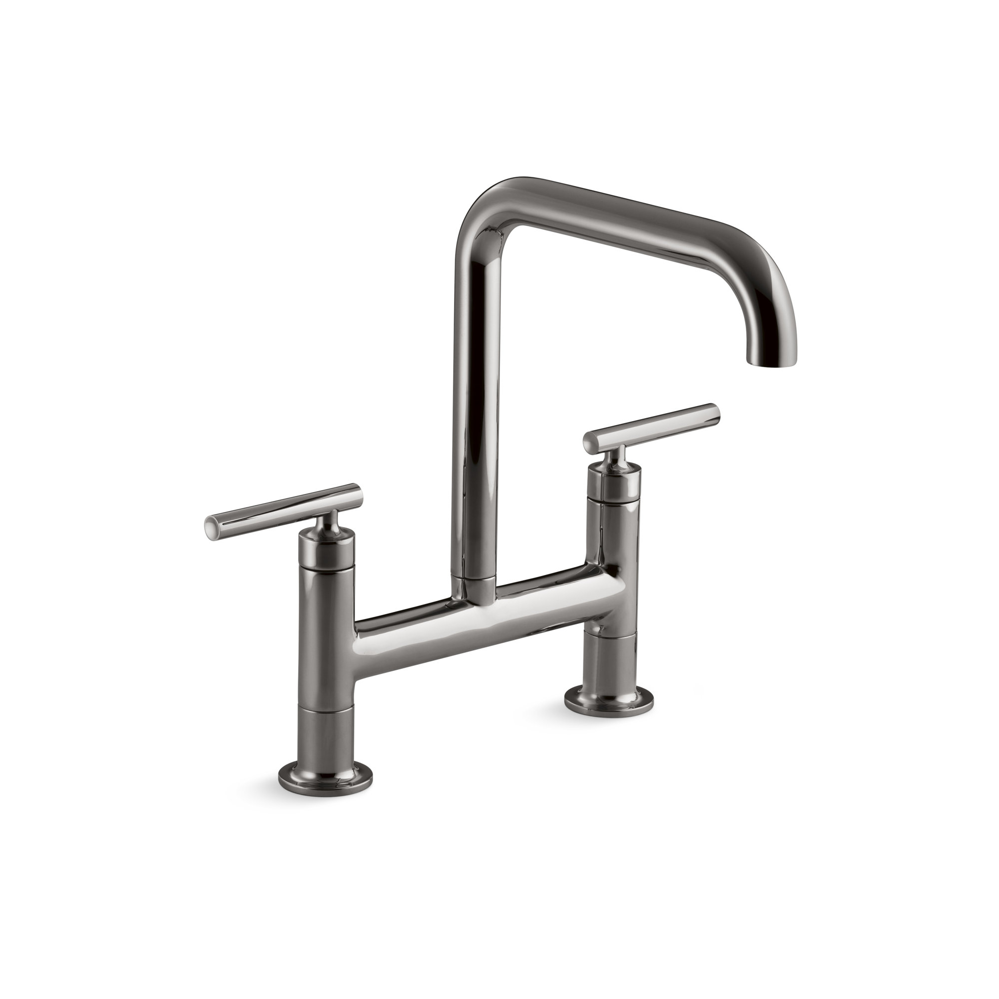 Purist Two-Hole Deck-Mount Bridge Kitchen Sink Faucet, Vibrant Titanium