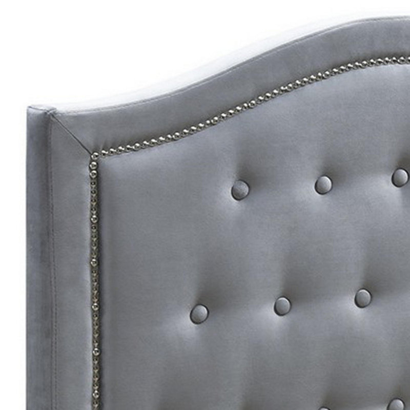 Upholstered Platform Bed, Dark Gray, Twin