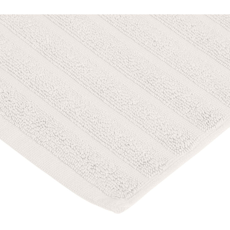 Pardue Cotton Geometric-Striped Reversible 2 Piece Bath Mat Set, Silver, Solid Color