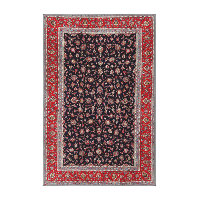 Tapis rouge/beige/noir traditionnel Holmestrand, Rectangle 7 pi x 9 pi