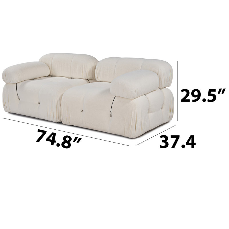 Causeuse modulaire personnalisable à 2 places avec dossier et mécanisme d'accoudoirs amovibles