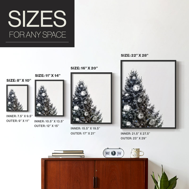 «Disco Christmas Tree II», reproduction encadrée - bois massif, H 11 po x l 9 po, Noir, noir, noir, noir