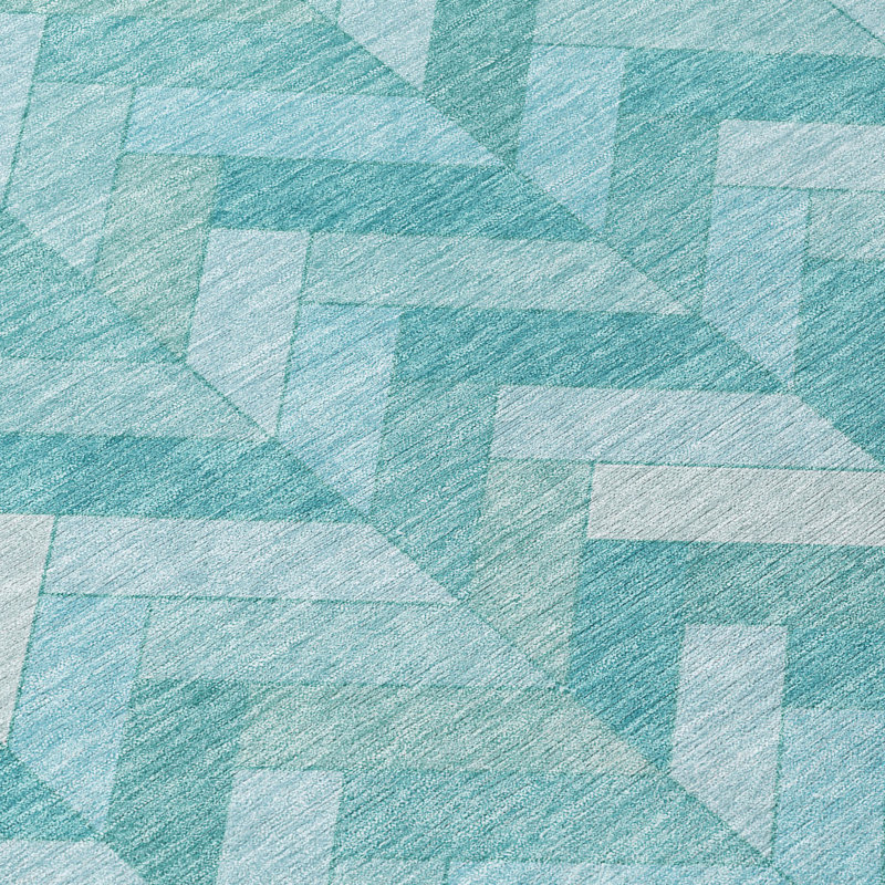 Machine Washable Indoor/Outdoor Matteson ACN2297 Geometric Rug, Rectangle 3' x 5'