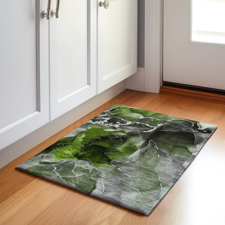 Premium Machine Washable Cerrito AMF503 Green Rug