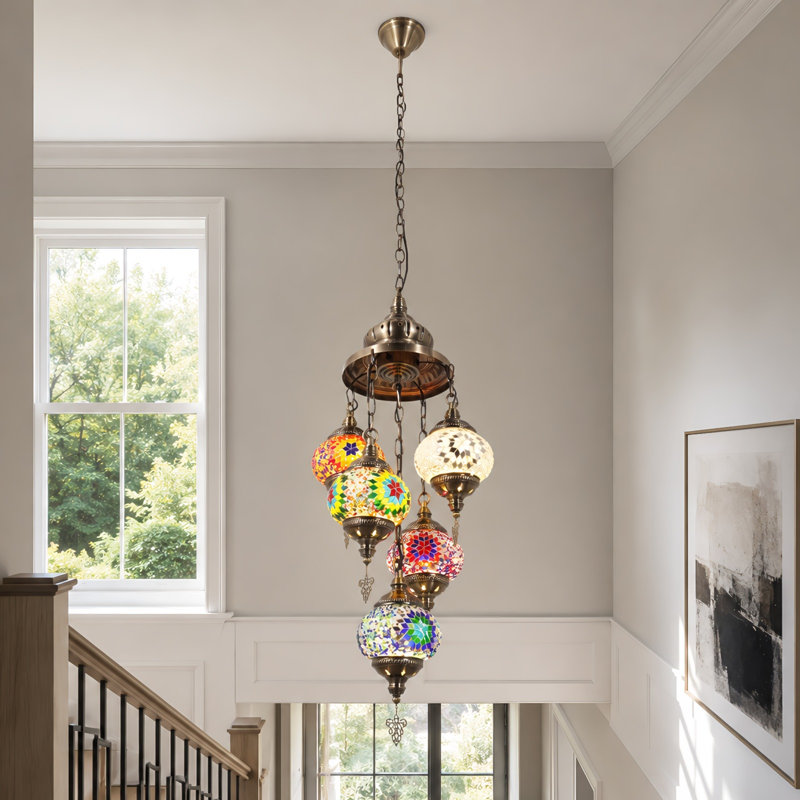 Luminaire suspendu mosaïque à 5 têtes 12,2 po (lumière chaude incluse)