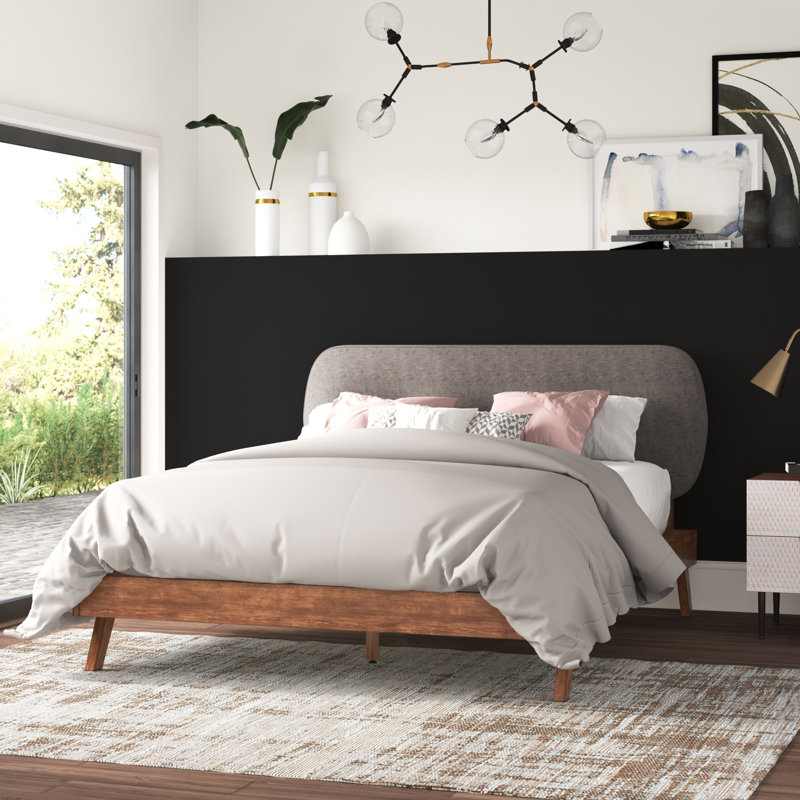 Weitzel Upholstered Platform Bed, Gray, Queen