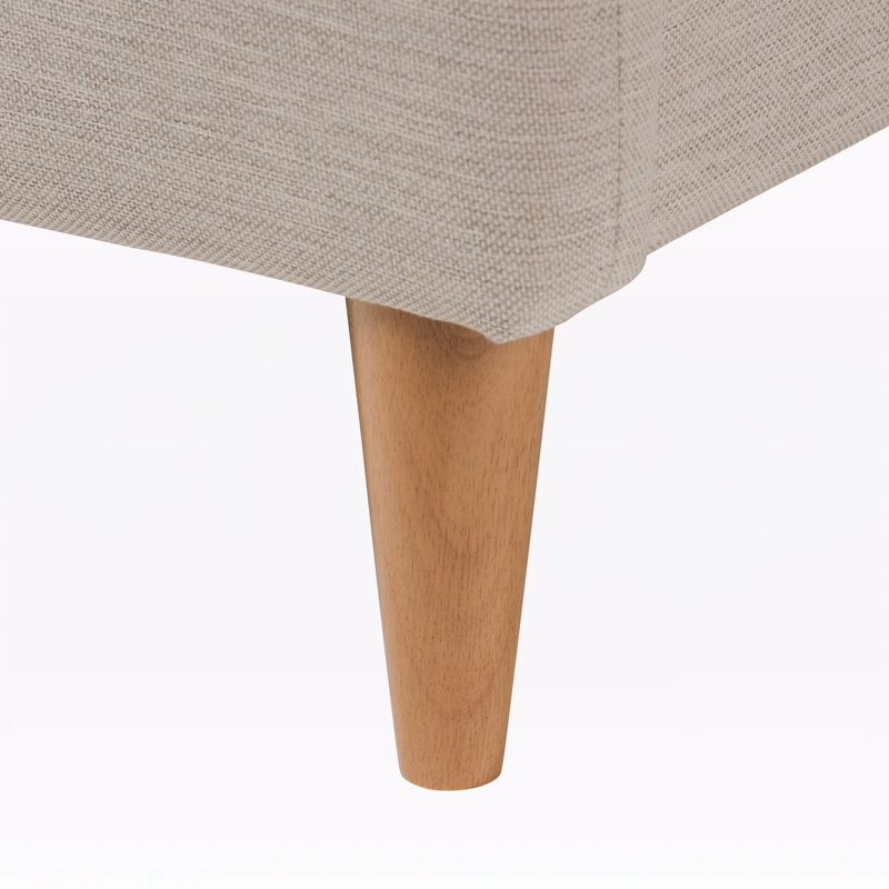 Lit plateforme en tissu d'ameublement beige clair Nicholas, H 38,78 po x l 58,35 po x L 81,50 po, Double
