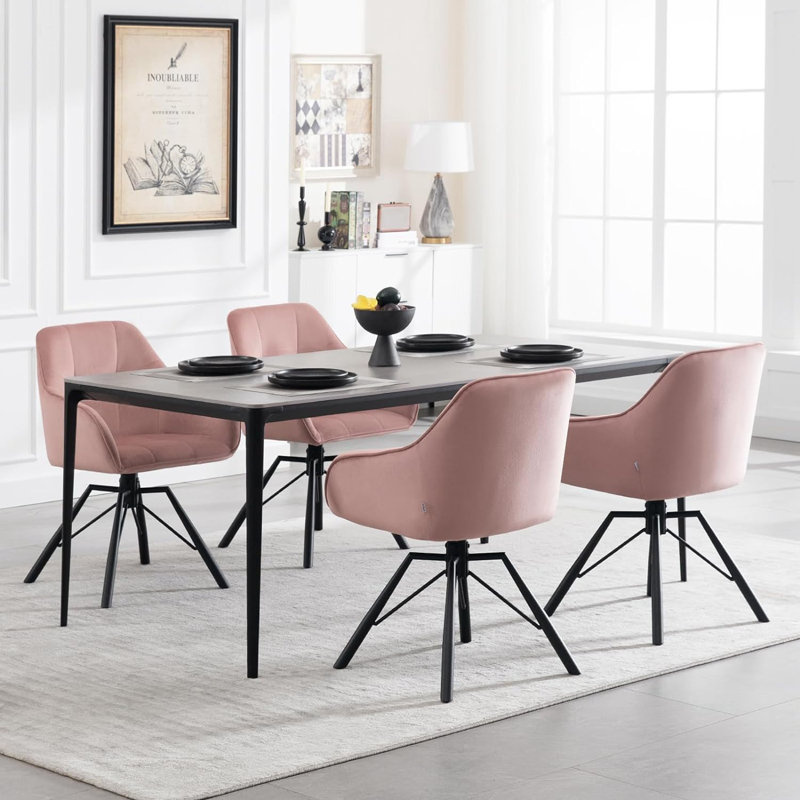 Alliene 48cm H Velvet Upholstered Armchair, Pink, 4