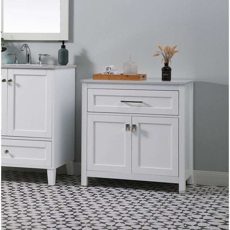 Rangement pour salle de bain Destinyann, Blanc / nickel brossé