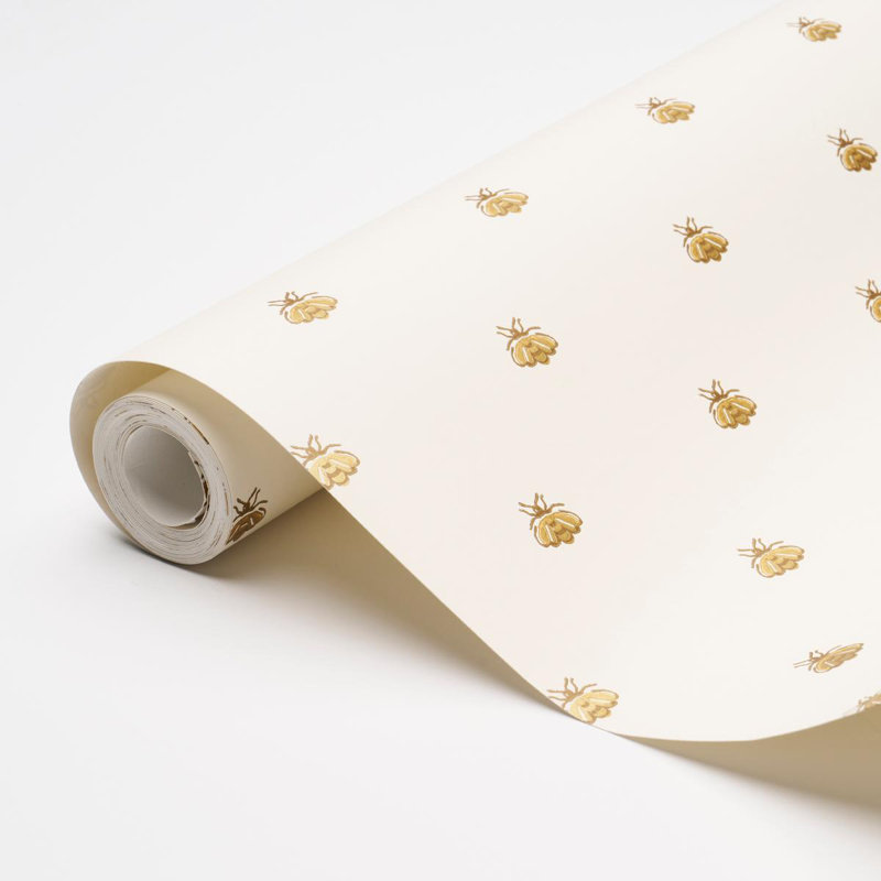 Papier peint les abeilles de Hubert, Blanc / doré