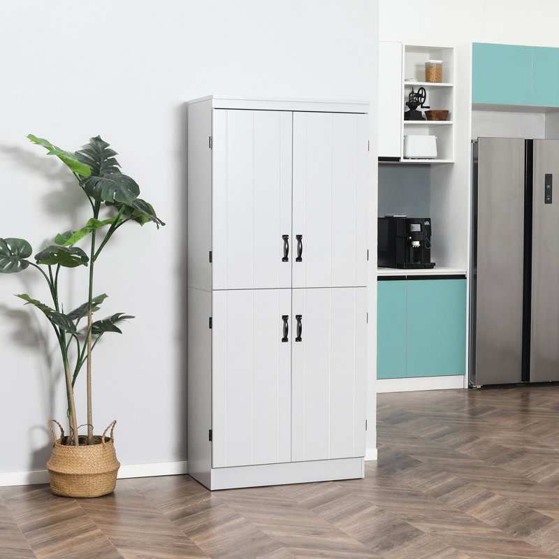 Garde-manger 70 po, grande armoire de rangement autoportante, étagère à 6 niveaux avec 2 tablettes réglables et 4 portes pour la salle à manger