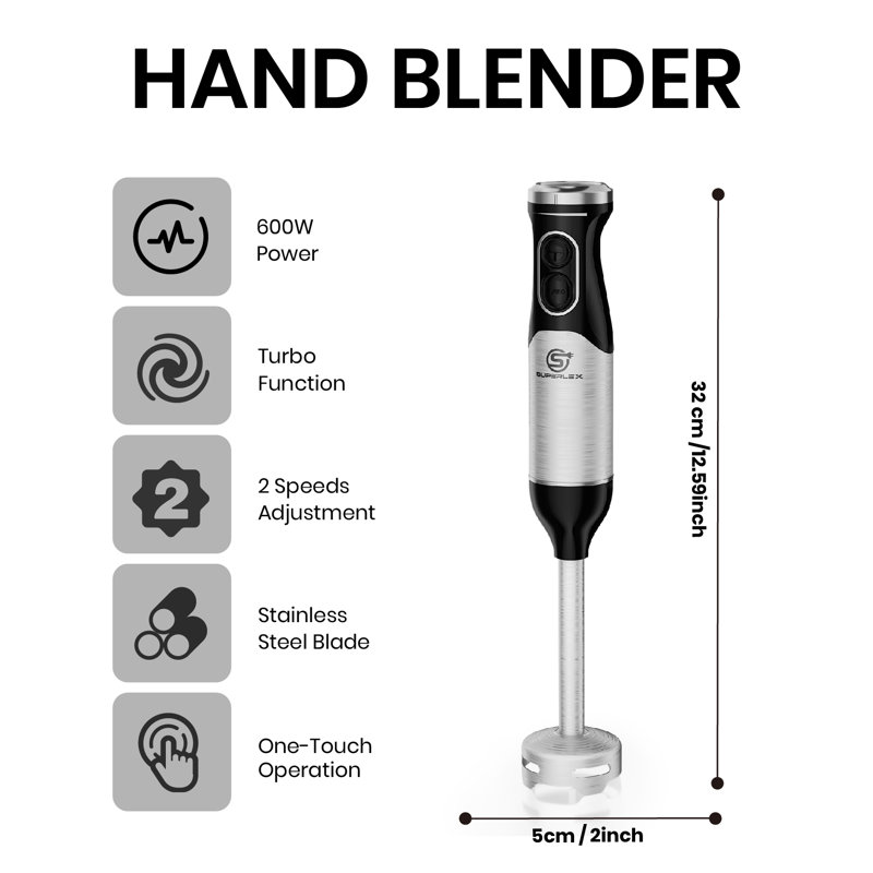 SUPERLEX 2 Speed Hand Immersion Blender with Travel Cup