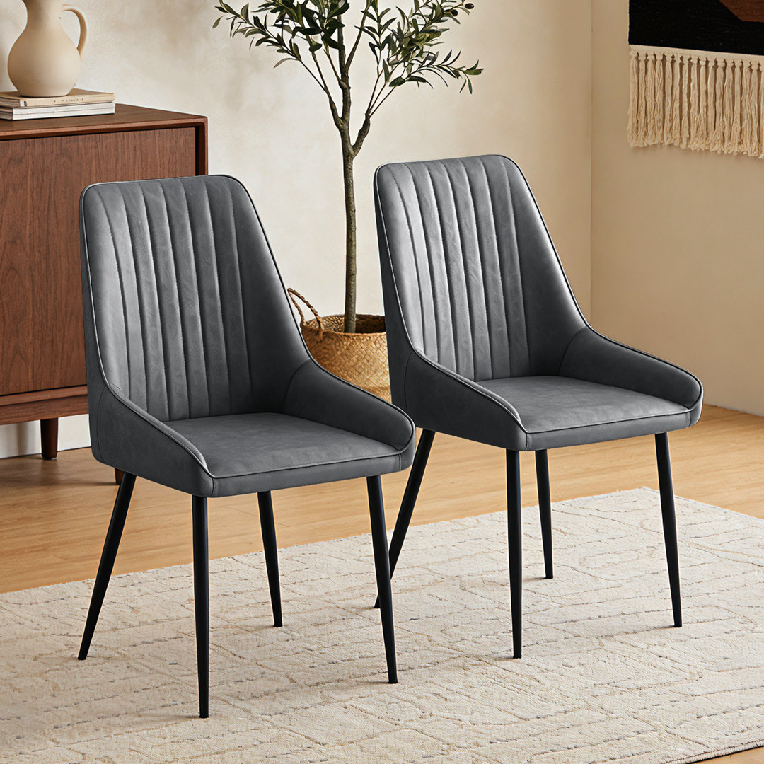 Modern Faux Leather Upholstered Dining Chair with High Back