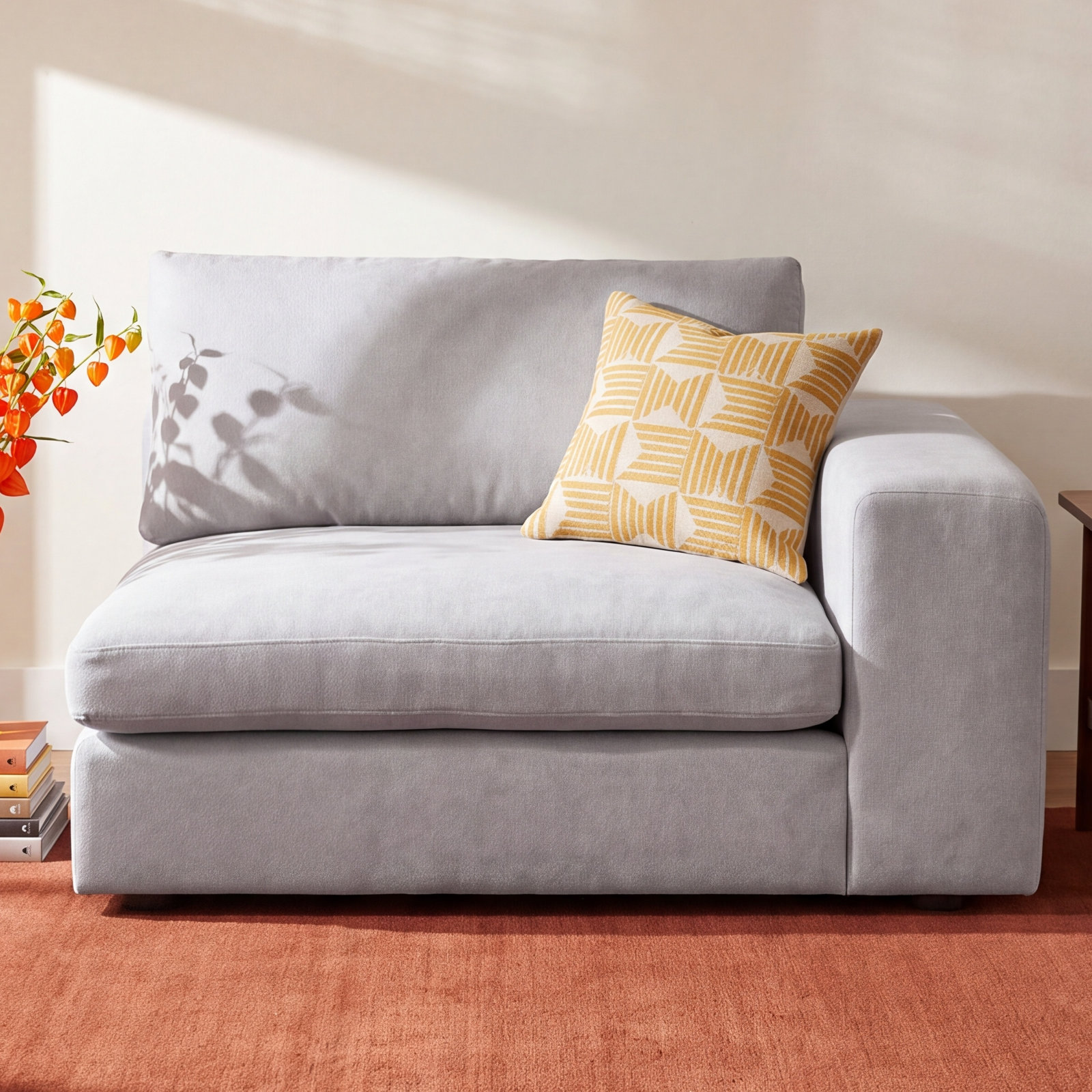 Ojai Pine One-Arm Accent Chair, Gray Chenille