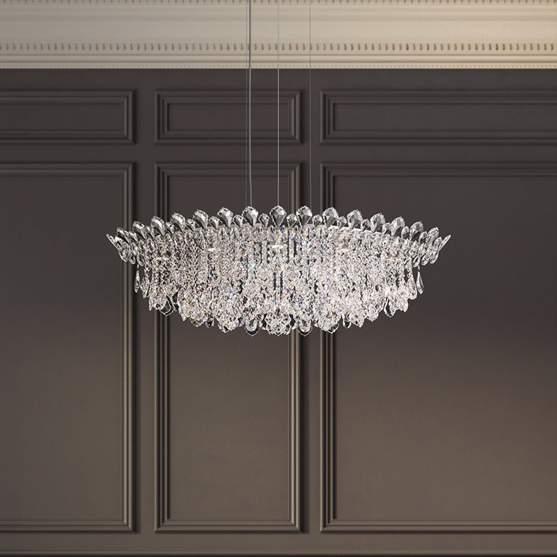 Trilliane Strands 8 Light 45in x 15in Pendant in Polished Stainless Steel with Clear Radiance Crystals, Chinese (K9)