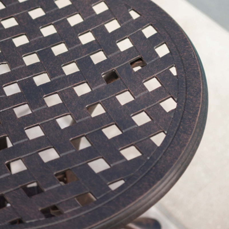 Table d'appoint d'extérieur en fonte d'aluminium durable avec motif en treillis, parfaite pour le patio et le jardin