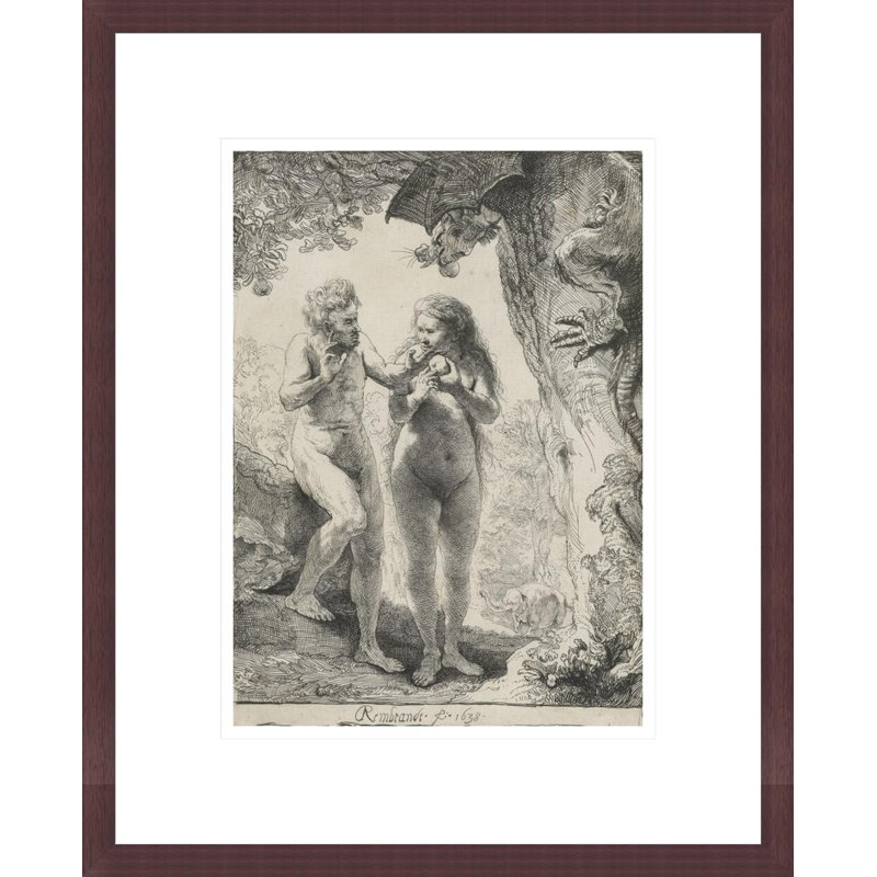 «Adam and Eve» par Rembrandt van Rijn - Reproduction giclée encadrée, H 16,75 po x l 13,58 po
