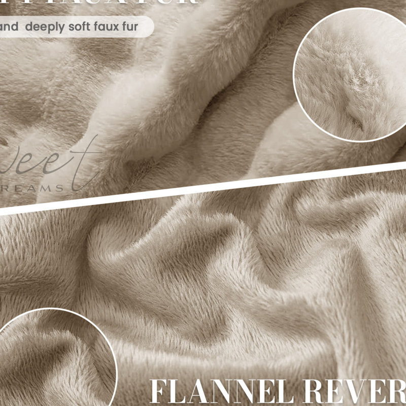 Luxury Thermal Supersoft Faux Fur Duvet Set, Single , Beige