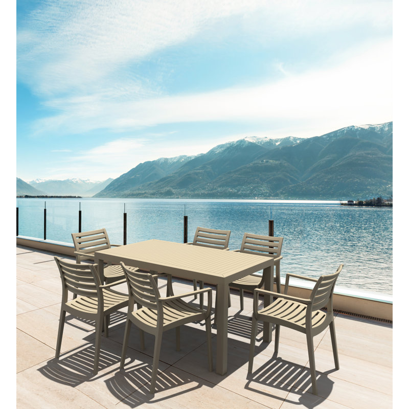 Quadis 6 - Person Patio Dining Set with Rectangular Table, Taupe