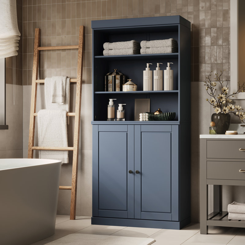 Palace Imports 100% Solid Wood Bathroom Storage Cabinet, Raised Panel Doors, Adjustable Shelves, 32" Wide, 71.5" Tall