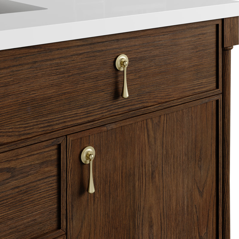 Kinnsden 48" W Single Vanity, Sable Oak, Carrara Marble, 8" Widespread